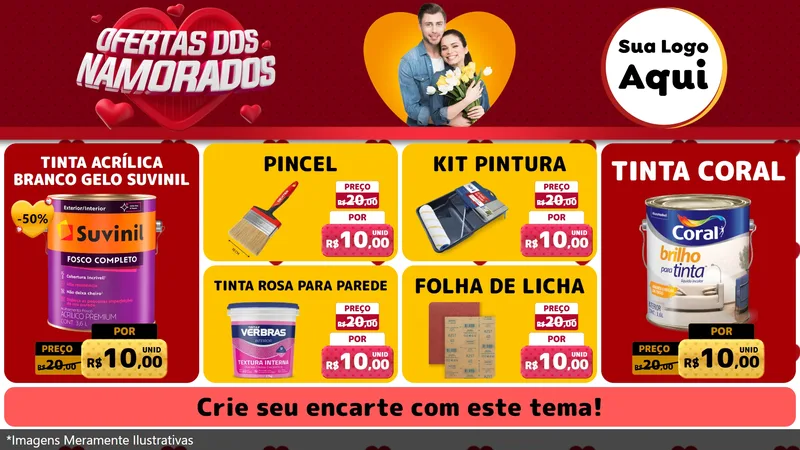 Modelo de TV para TV Horizontal com o tema Ofertas Dos Namorados para Tintas e Ferramentas