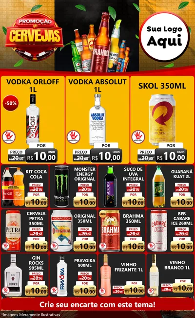 Modelo de Encarte para Encarte Grande com o tema Promoções de Cervejas para Distribuidora de bebidas