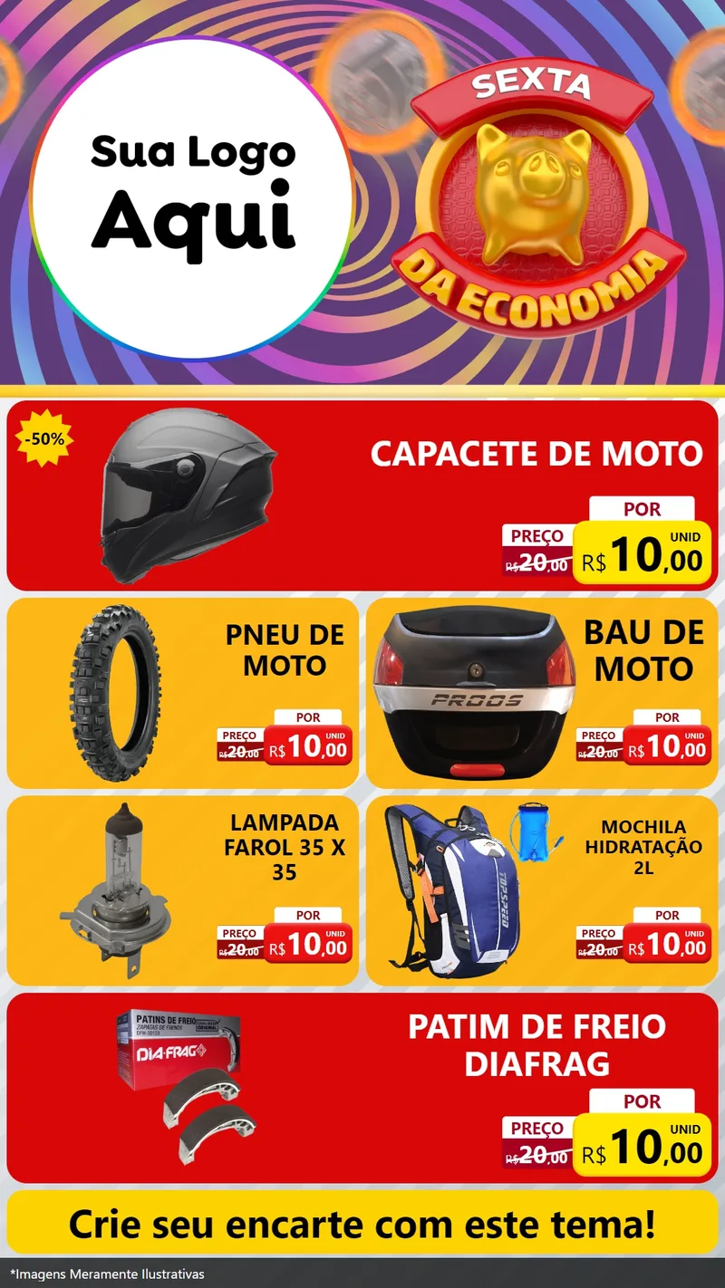Modelo de TV para TV Vertical com o tema Sexta da Economia para Moto peças