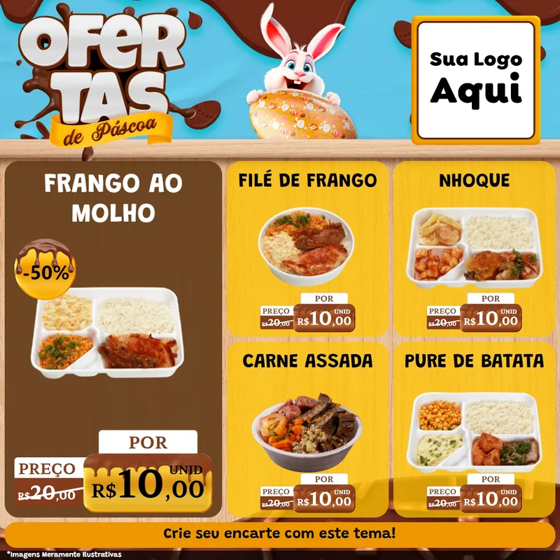 Modelo de Rede Social para Feed Facebook com o tema Ofertas de Páscoa para Restaurante