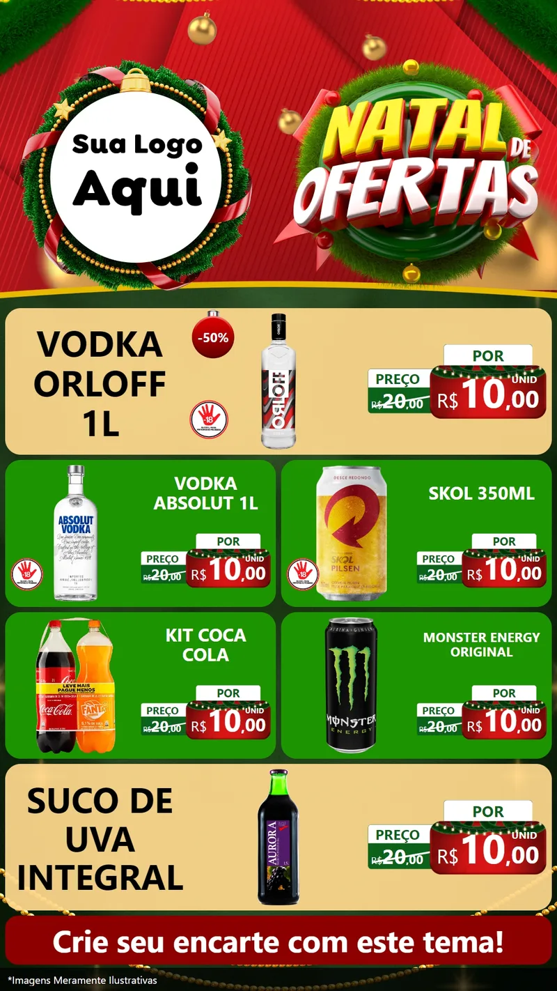 Modelo de TV para TV Vertical com o tema Natal de Ofertas para Distribuidora de bebidas