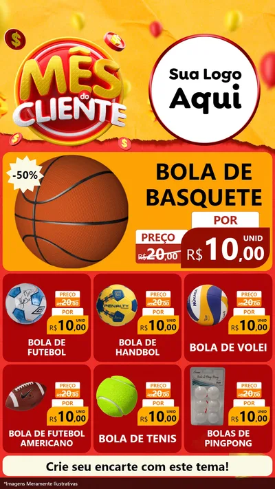 Modelo de Rede Social para Stories com o tema Mês do Cliente para Artigos Esportivos