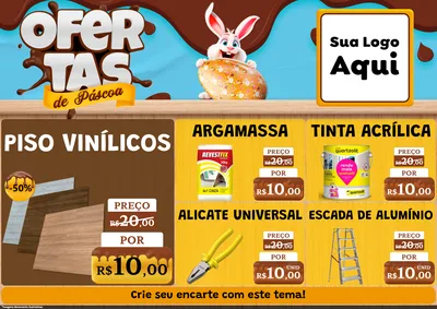 Modelo de Encarte para Encarte A4 Horizontal com o tema Ofertas de Páscoa para Material para Construção
