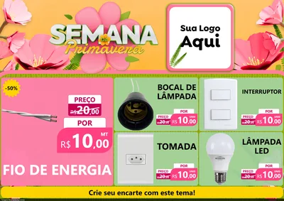 Modelo de Encarte para Encarte A4 Horizontal com o tema Semana da Primavera para Materiais Elétricos