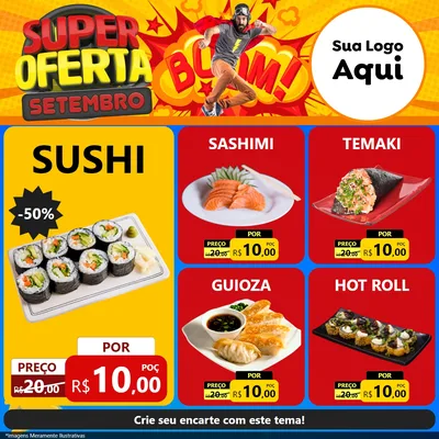 Modelo de Rede Social para Feed Facebook com o tema Super Oferta Setembro para Comida japonesa