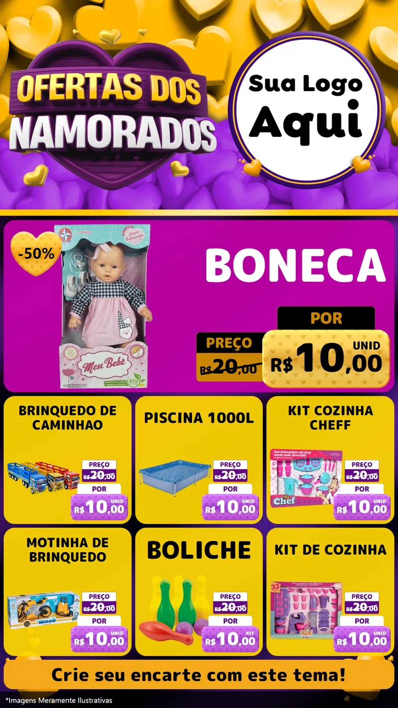 Modelo de Rede Social para Stories com o tema Oferta Dos Namorados para Brinquedos