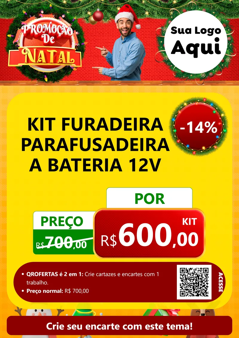 Modelo de Cartaz para Cartaz A4 Vertical com o tema Promoção de Natal para Maquinas e Ferramentas
