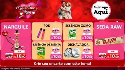 Modelo de TV para TV Horizontal com o tema Valentine's Day para Tabacaria