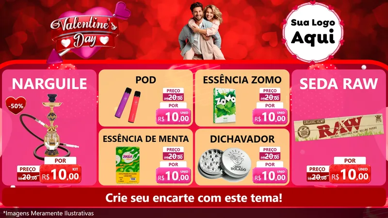 Modelo de TV para TV Horizontal com o tema Valentine's Day para Tabacaria
