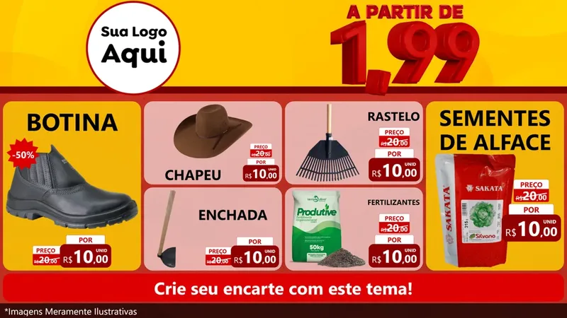 Modelo de TV para TV Horizontal com o tema A Partir de Um e Noventa e Nove - 1,99 para Agropecuária