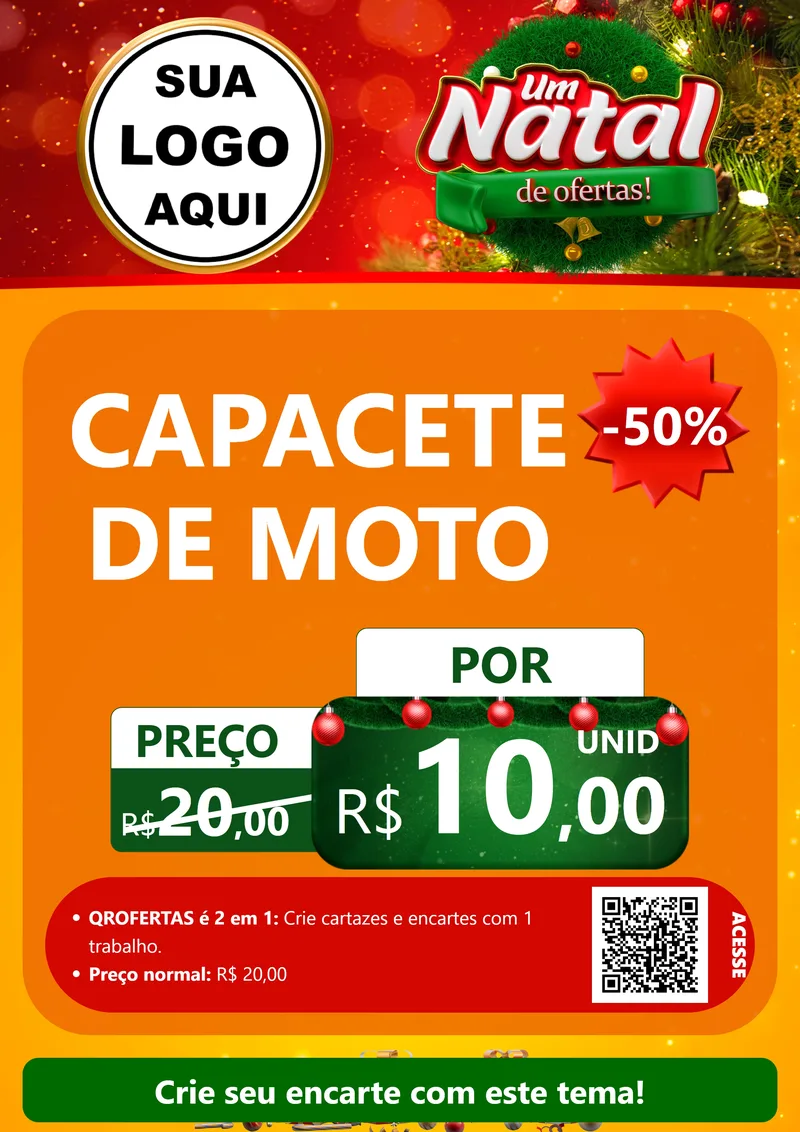 Modelo de Cartaz para Cartaz A4 Vertical com o tema Um Natal de Ofertas para Moto peças