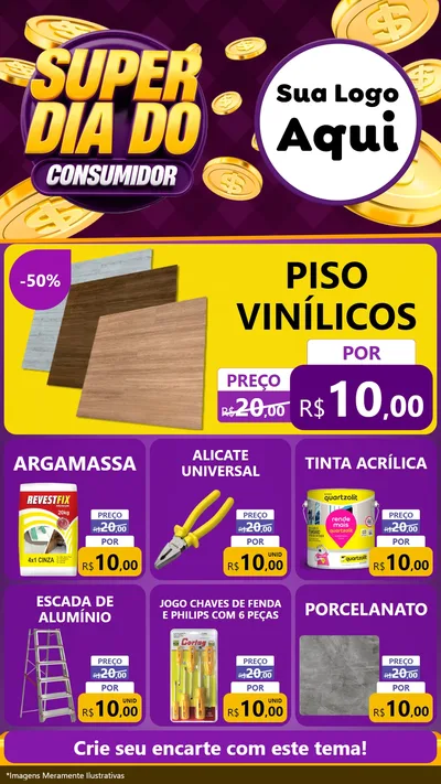 Modelo de Rede Social para Stories com o tema Super Dia do Consumidor para Material para Construção