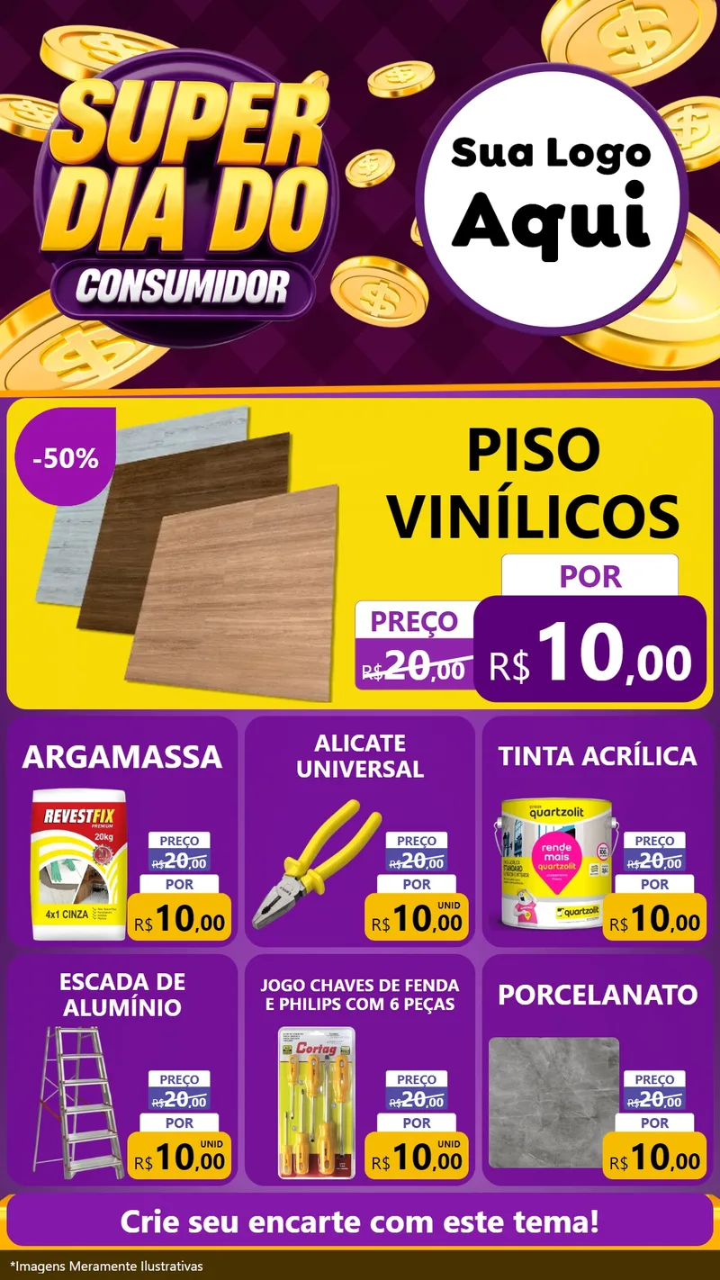 Modelo de Rede Social para Stories com o tema Super Dia do Consumidor para Material para Construção