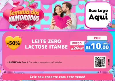 Modelo de Cartaz para Cartaz A4 Horizontal com o tema Semana dos Namorados para Frios e Laticínios