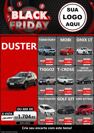Modelo de Encarte para Encarte A4 Vertical com o tema Black Friday para Concessionaria de Carros