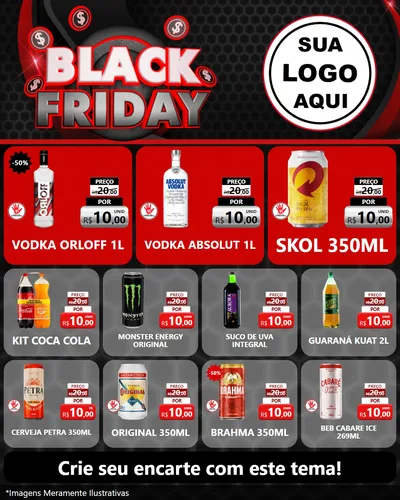 Modelo de Rede Social para Feed Instagram com o tema Black Friday para Distribuidora de bebidas