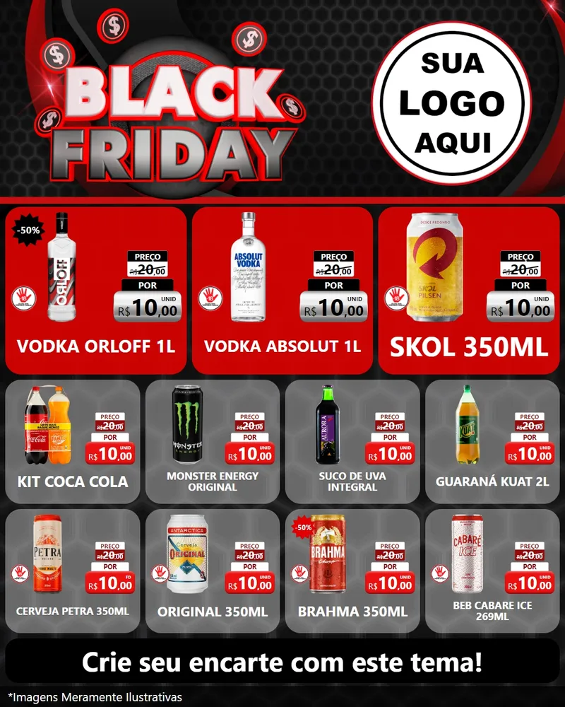 Modelo de Rede Social para Feed Instagram com o tema Black Friday para Distribuidora de bebidas