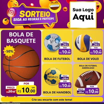 Modelo de Rede Social para Feed Facebook com o tema Sorteio para Artigos Esportivos