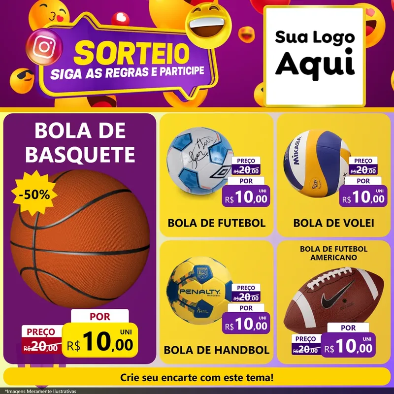 Modelo de Rede Social para Feed Facebook com o tema Sorteio para Artigos Esportivos
