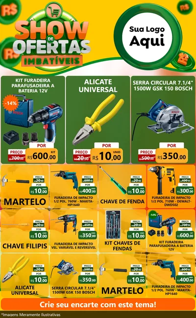 Modelo de Encarte para Encarte Grande com o tema Show de Ofertas Imbatíveis para Maquinas e Ferramentas