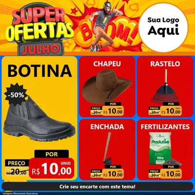 Modelo de Rede Social para Feed Facebook com o tema Super Ofertas Julho para Agropecuária