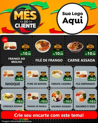 Modelo de Rede Social para Feed Instagram com o tema Mês do Cliente para Restaurante