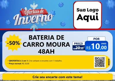Modelo de Cartaz para Cartaz A4 Horizontal com o tema Ofertas de Inverno para Baterias Elétricas