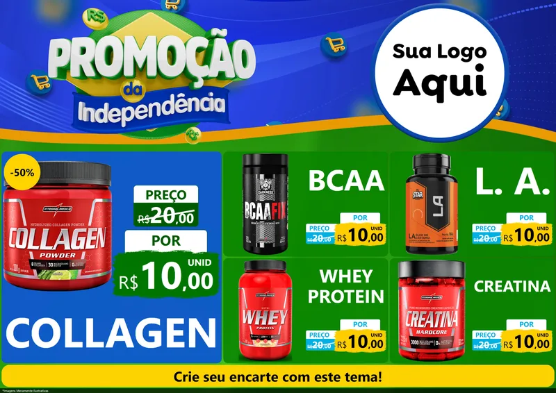 Modelo de Encarte para Encarte A4 Horizontal com o tema Promoção da Independência para Suplementos alimentares