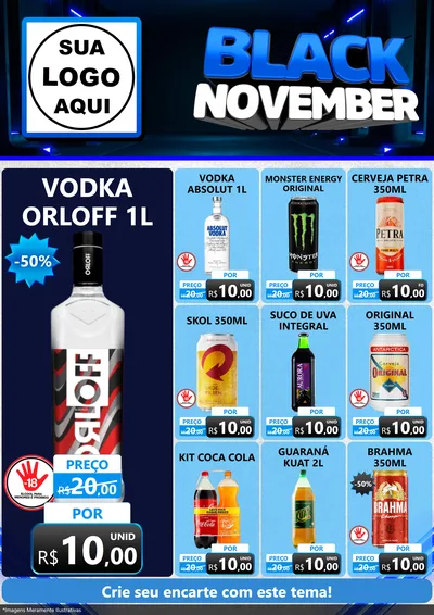 Modelo de Encarte para Encarte A4 Vertical com o tema Black November para Distribuidora de bebidas