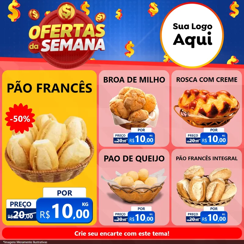 Modelo de Rede Social para Feed Facebook com o tema Ofertas Da Semana para Padaria