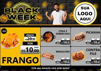 Modelo de Encarte para Encarte A4 Horizontal com o tema Black Week para Assados