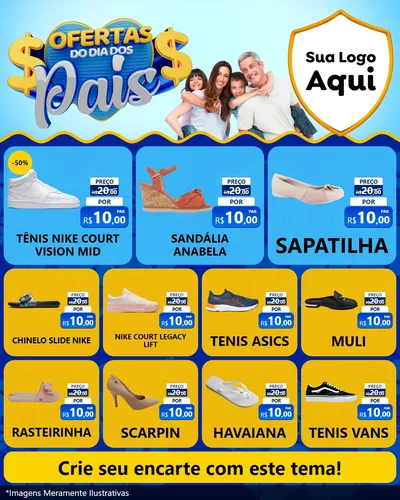 Modelo de Rede Social para Feed Instagram com o tema Ofertas do Dia dos Pais para Calçados