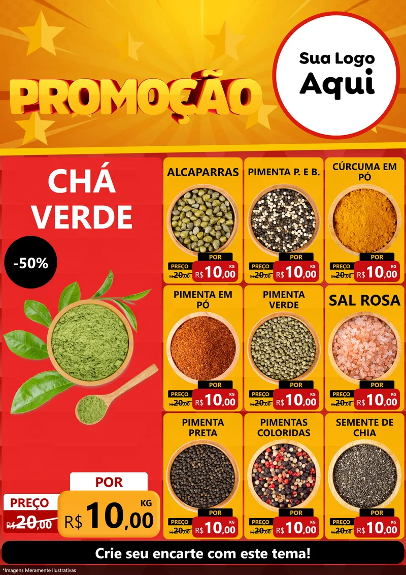 Modelo de Encarte para Encarte A4 Vertical com o tema Promoção para Produtos Naturais