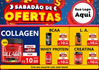 Modelo de Encarte para Encarte A4 Horizontal com o tema Sabadão de Ofertas para Suplementos alimentares