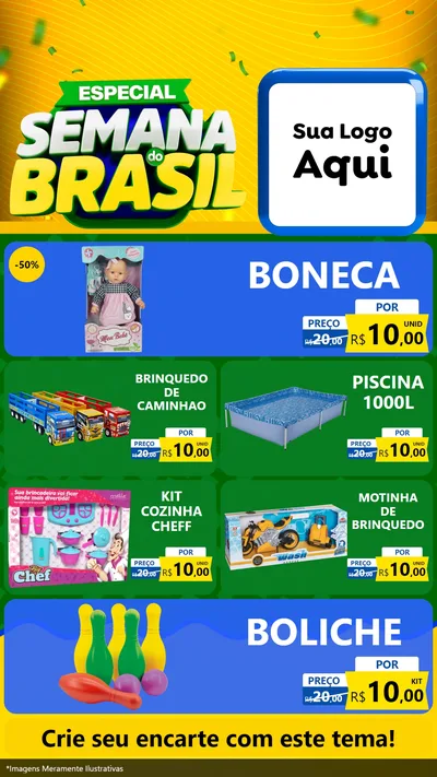 Modelo de TV para TV Vertical com o tema Especial Semana do Brasil para Brinquedos