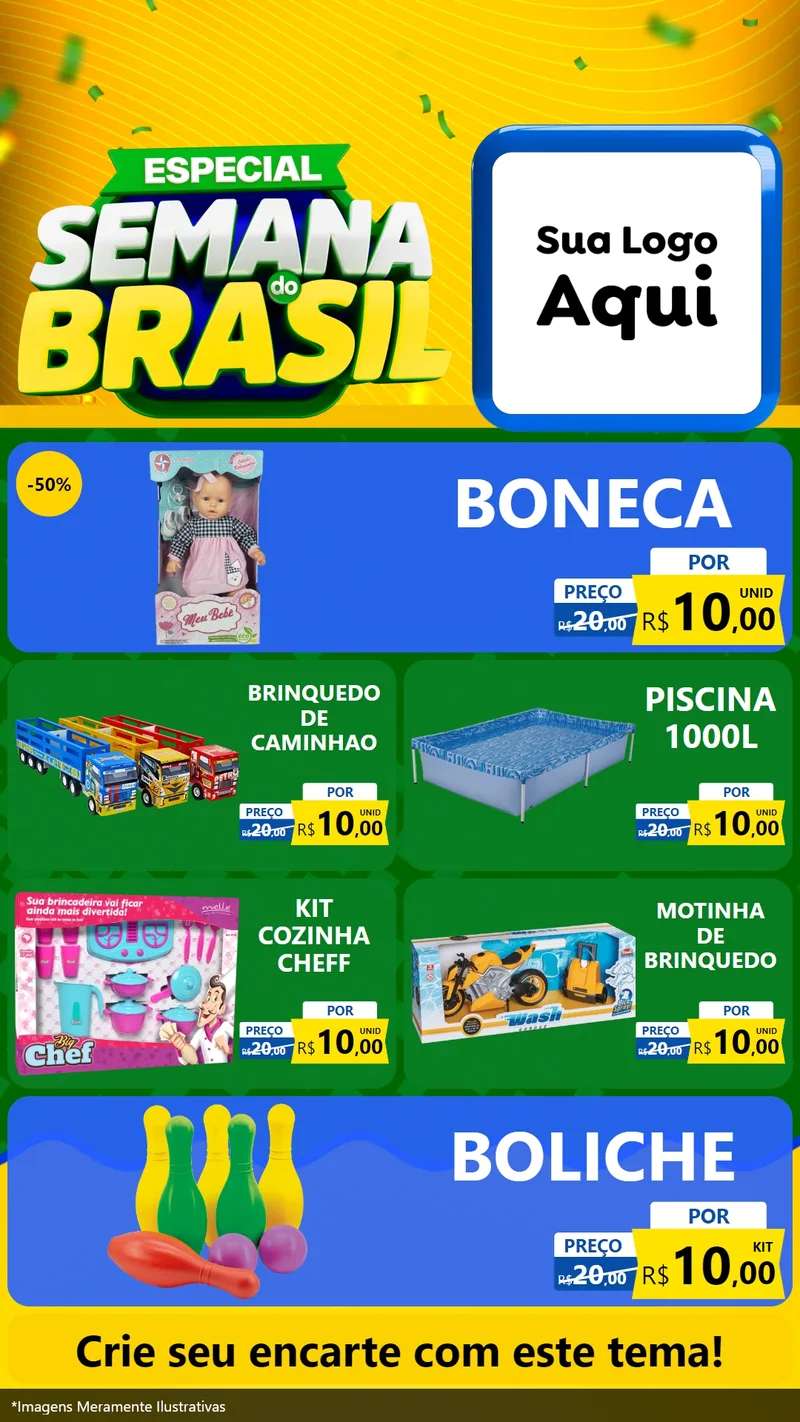 Modelo de TV para TV Vertical com o tema Especial Semana do Brasil para Brinquedos