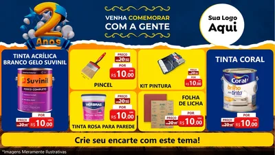 Modelo de TV para TV Horizontal com o tema Aniversário de 2 anos para Tintas e Ferramentas