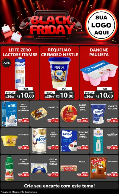 Modelo de Encarte para Encarte Grande com o tema Black Friday para Frios e Laticínios