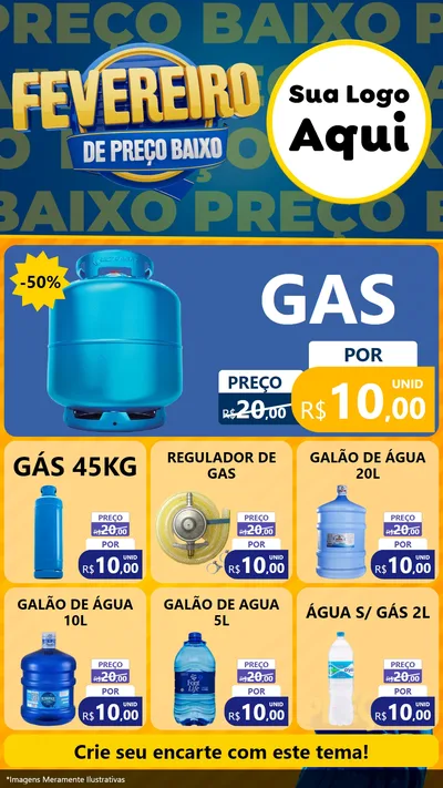 Modelo de Rede Social para Stories com o tema Fevereiro de Preço Baixo para Água e gás