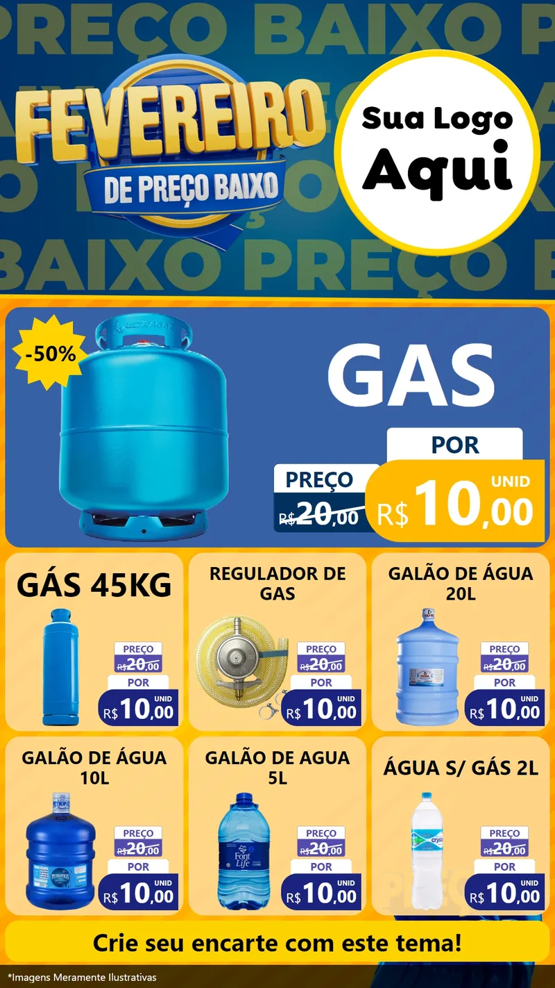 Modelo de Rede Social para Stories com o tema Fevereiro de Preço Baixo para Água e gás