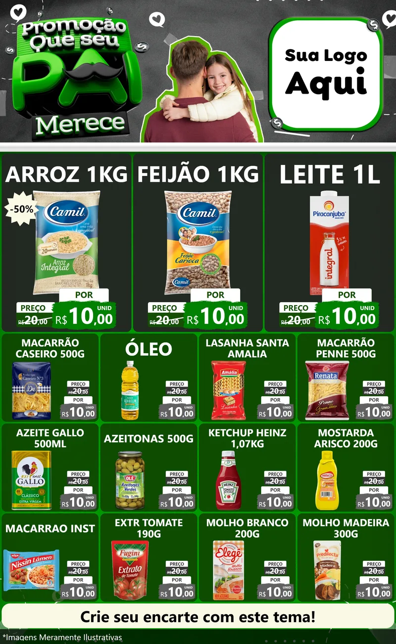 Modelo de Encarte para Encarte Grande com o tema Promoção Que seu Pai Merece para Supermercado