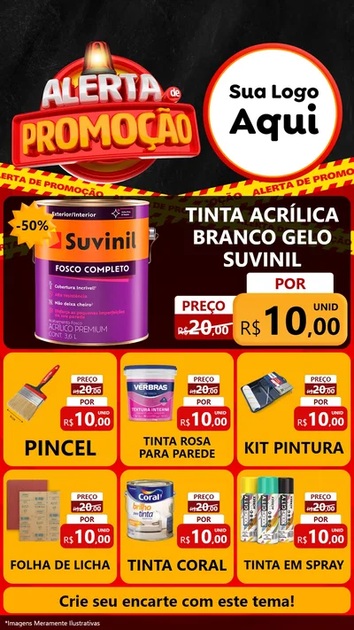 Modelo de Rede Social para Stories com o tema Alerta de Promoção para Tintas e Ferramentas