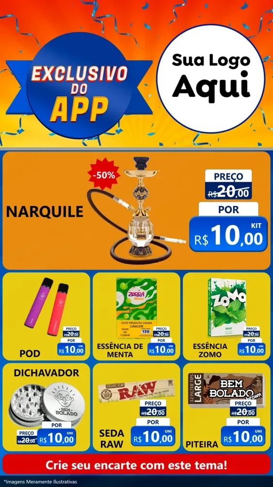 Modelo de Rede Social para Stories com o tema Exclusivo do Aplicativo para Tabacaria