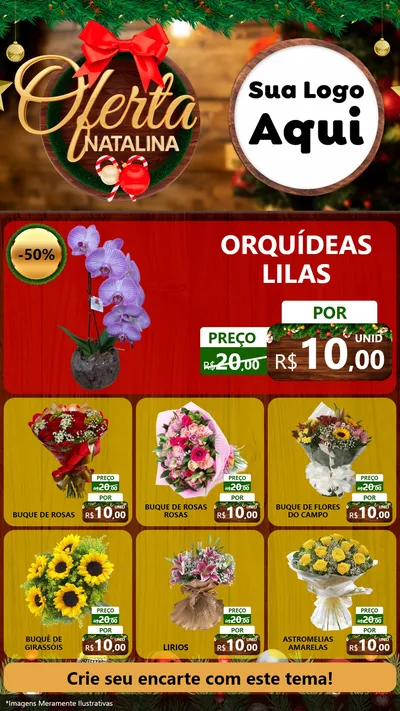 Modelo de Rede Social para Stories com o tema Ofertas Natalina para Floricultura e jardim