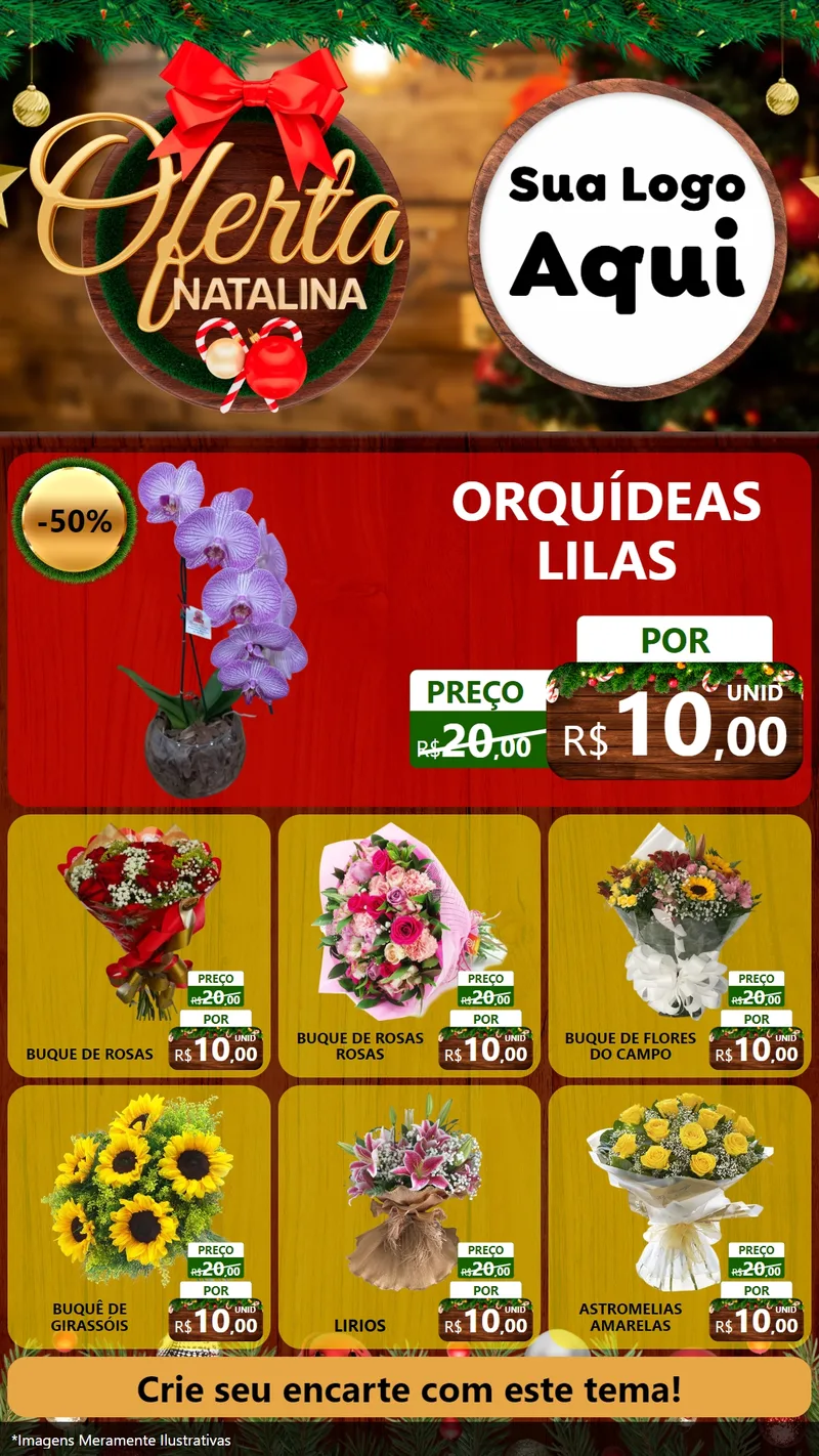 Modelo de Rede Social para Stories com o tema Ofertas Natalina para Floricultura e jardim