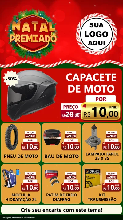 Modelo de Rede Social para Stories com o tema Natal Premiado para Moto peças