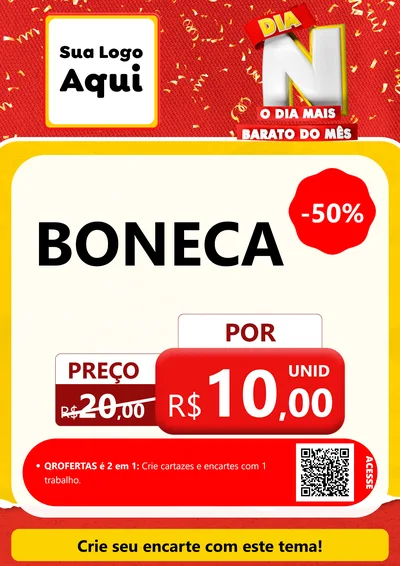 Modelo de Cartaz para Cartaz A4 Vertical com o tema Dia N o Dia Mais Barato do Mês para Brinquedos