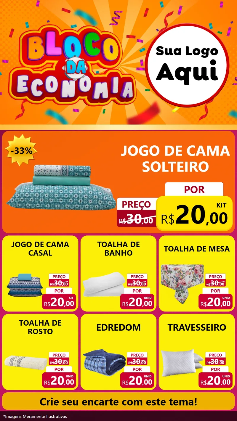 Modelo de Rede Social para Stories com o tema Bloco da Economia para Cama, Mesa e Banho
