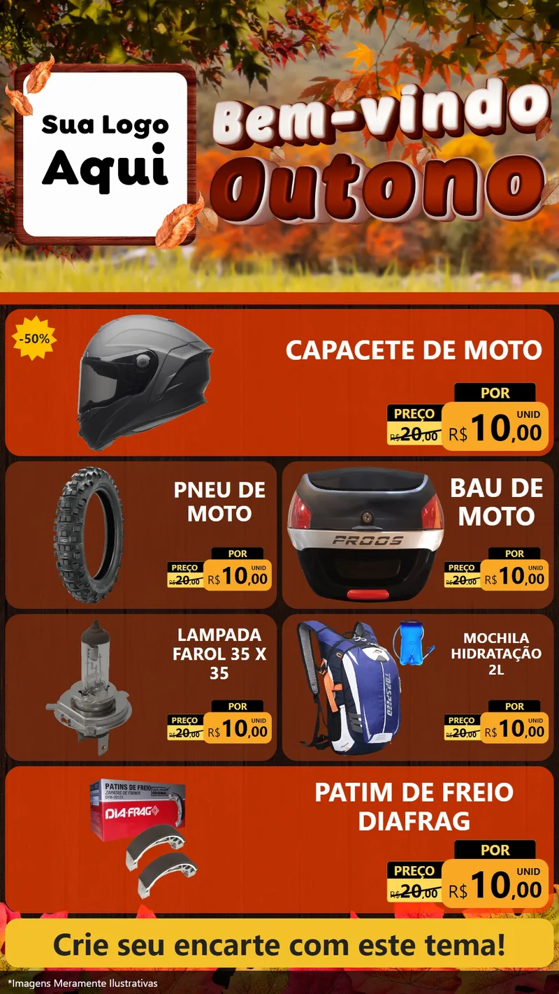 Modelo de TV para TV Vertical com o tema Bem-vindo Outono para Moto peças