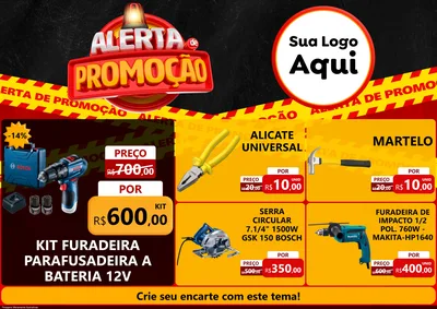 Modelo de Encarte para Encarte A4 Horizontal com o tema Alerta de Promoção para Maquinas e Ferramentas